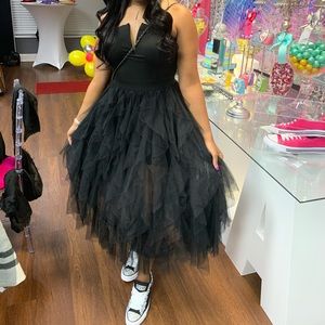 Black Strapless Tulle Dress